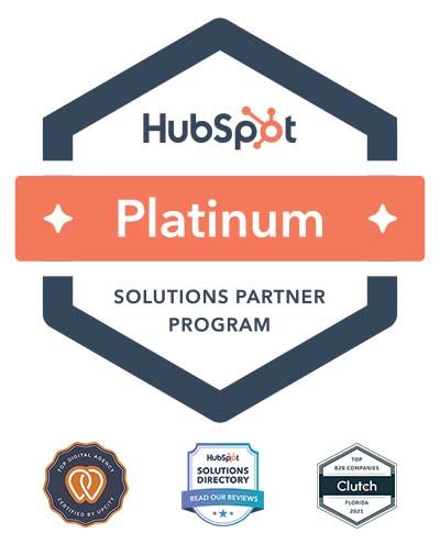 The HubSpot Platinum Solutions Partner badge earned by Growth Marketing Firm in the Fall of 2021.