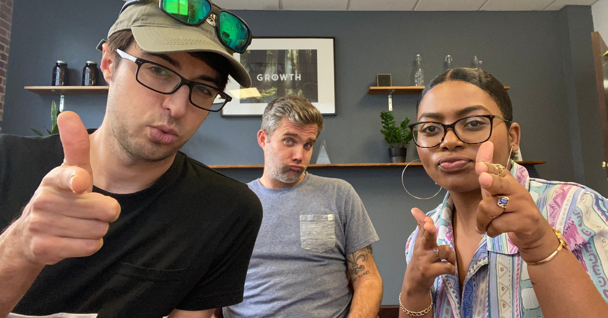 Growth Design and Dev Lead, Ross Goodman, with Director of Sales, Will Davidson, and  Account Manager, Ashley Lilly in the Growth Headquarters in Orlando, Florida.